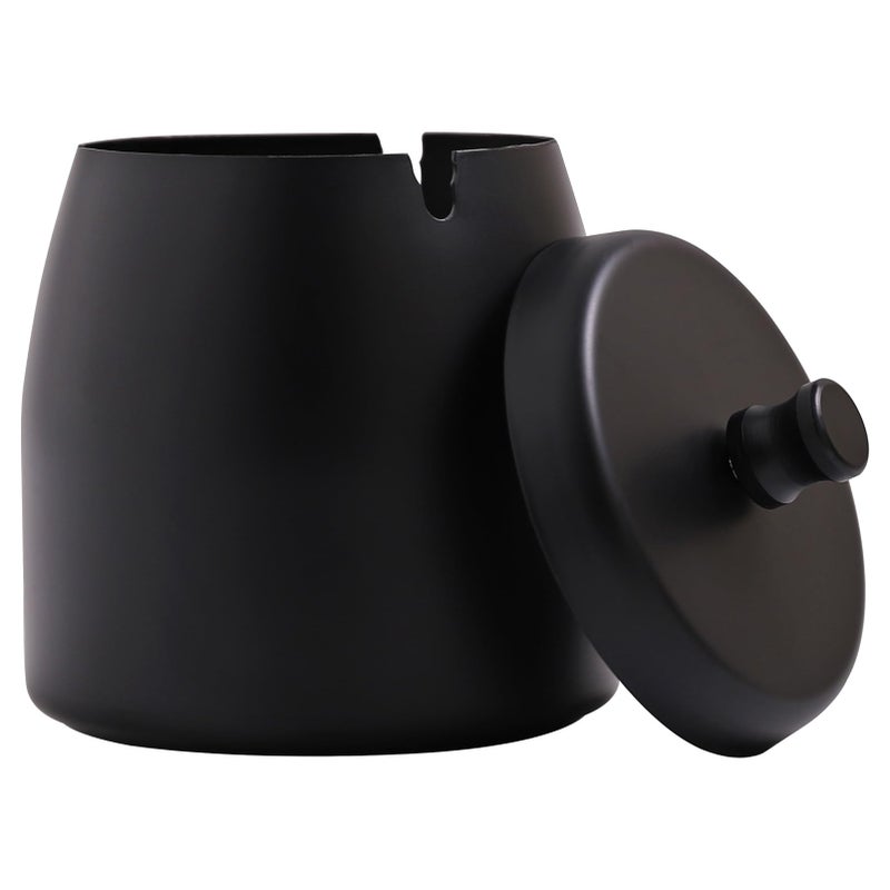 IN ONE Ashtray with Lid for Cigarette, Stainless Steel Smokeless Odorless Windproof Ashtrays for Home Office Tabletop Outside Patio Outdoor Balcony(3.54"x3.0"x3.38") - Image 1